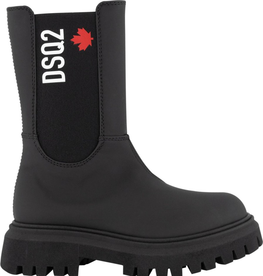 Kids Dsquared2 Laarzen | Dsquared2 Dsquared2 Kinder Unisex Laarzen Zwart Zwart