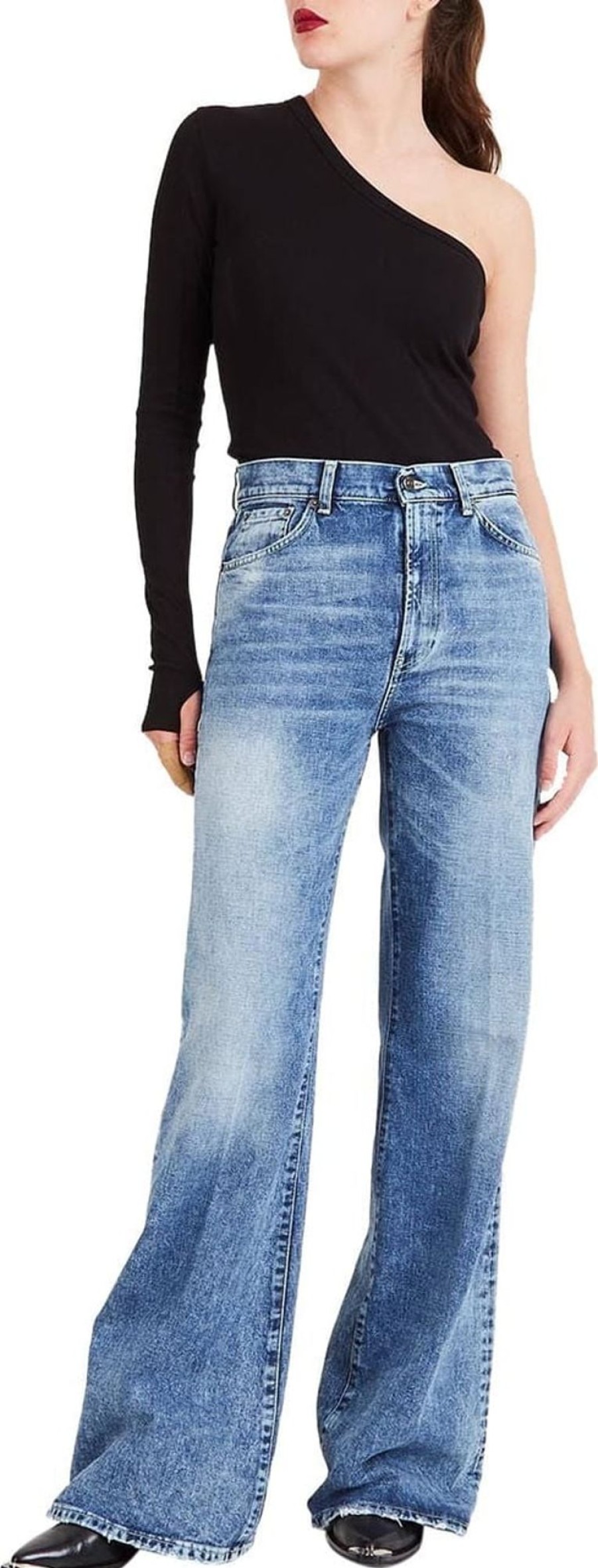 Dames Dondup | Dondup Wide Leg Jeans "Amber" Blauw