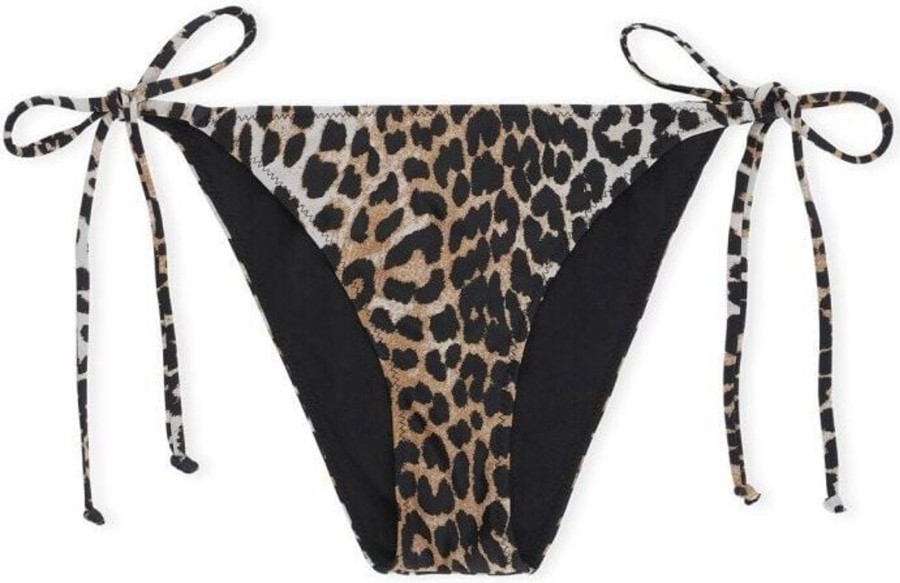 Dames Ganni | Ganni Leopard-Print Bikini Bottom Brown Bruin