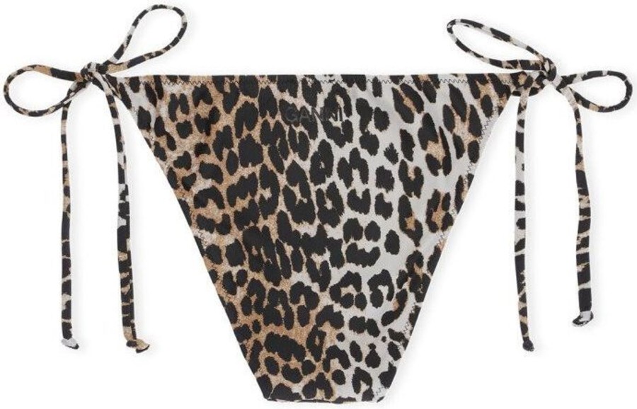 Dames Ganni | Ganni Leopard-Print Bikini Bottom Brown Bruin