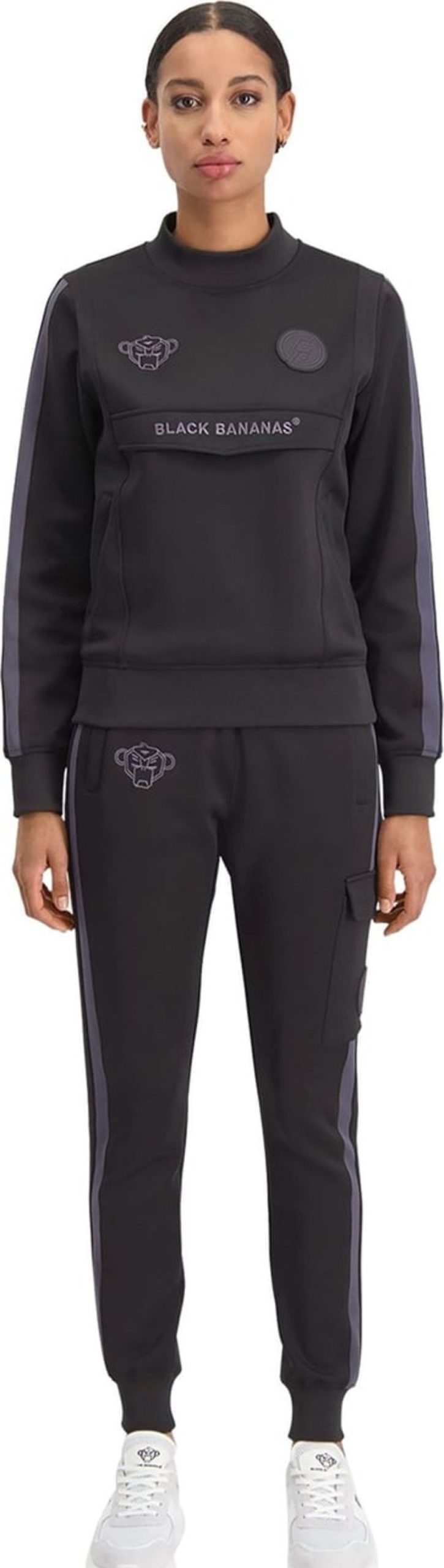 Dames Black Bananas | Black Bananas Wmn Twink Tracktop Dark Grey/Purple Grijs