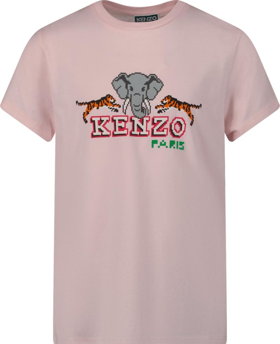 Kids Kenzo Tops | Kenzo Kenzo Kids Kinder Meisjes T-Shirt Licht Roze Roze