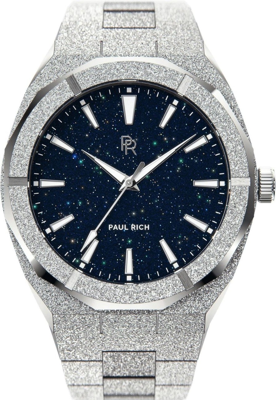 Heren Paul Rich | Paul Rich Frosted Star Dust Silver Fsd05 Horloge 45 Mm Blauw