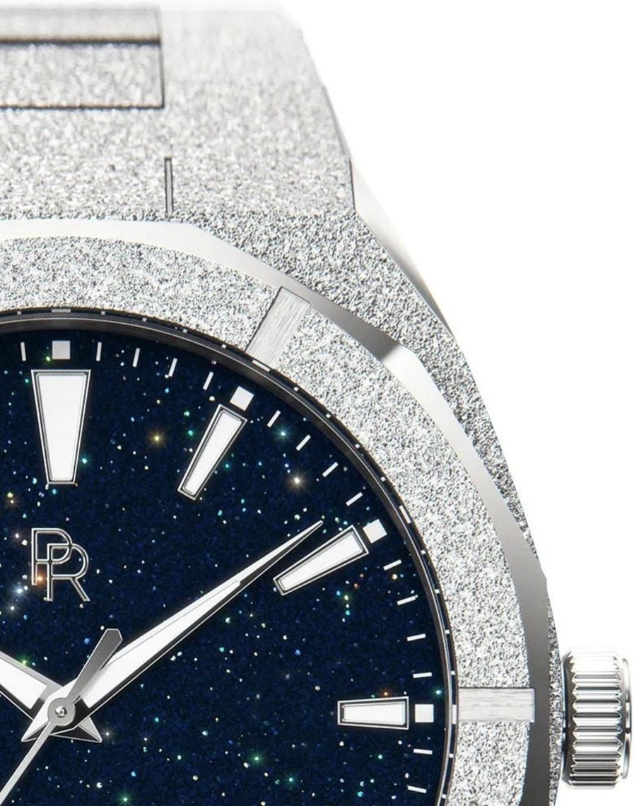 Heren Paul Rich | Paul Rich Frosted Star Dust Silver Fsd05 Horloge 45 Mm Blauw