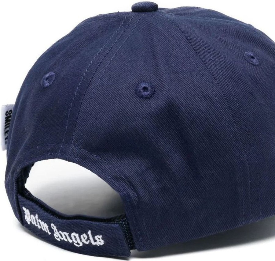 Kids Palm Angels Mutsen & Petten | Palm Angels Pa Smiley Baseball Cap Darkblue (Navy) Blauw