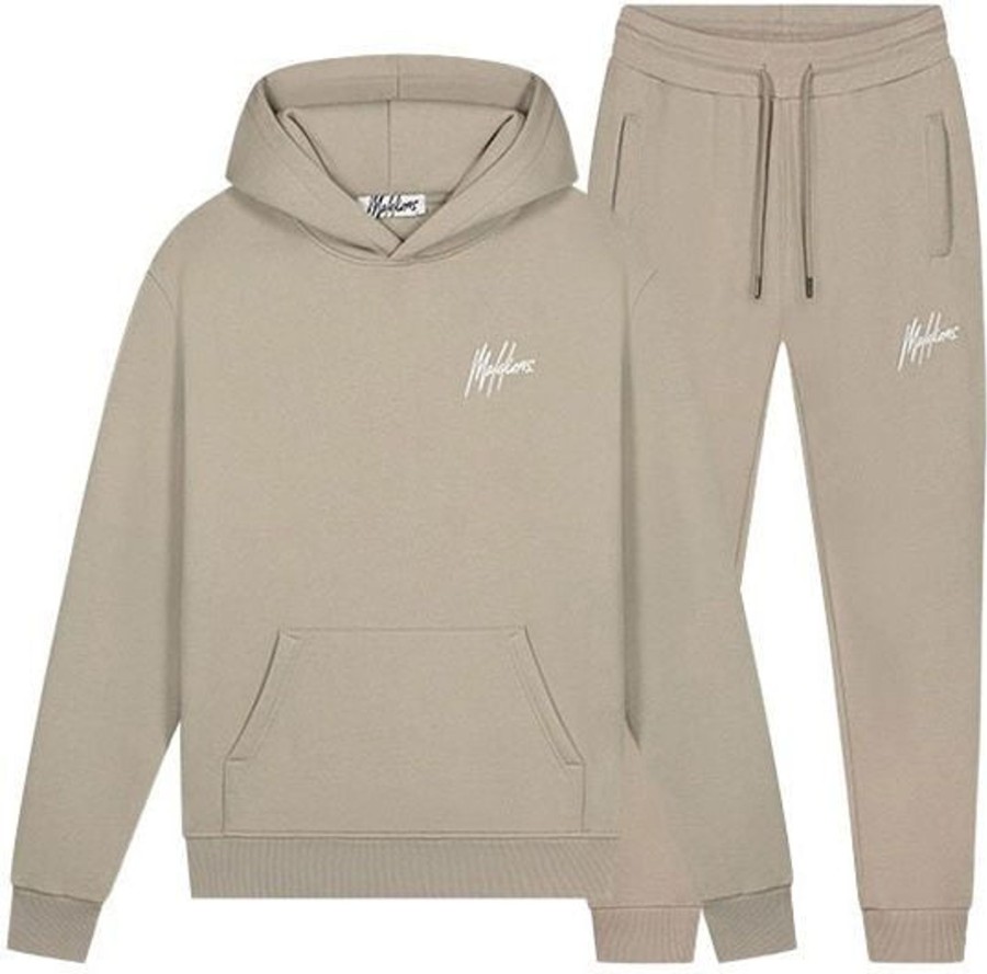 Dames Malelions | Malelions Signature Tracksuit - Taupe/White Zwart