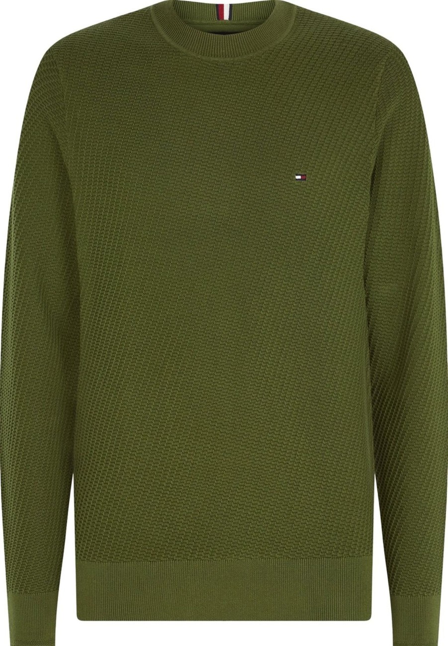 Heren Tommy Hilfiger | Tommy Hilfiger Tommy Hilfiger Trui Groen Katoen Maat L Truien Groen Groen