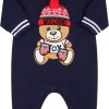 Kids Moschino Babypakjes | Moschino Moschino Baby Romper Suit Bear Ponpon Newborn Blauw