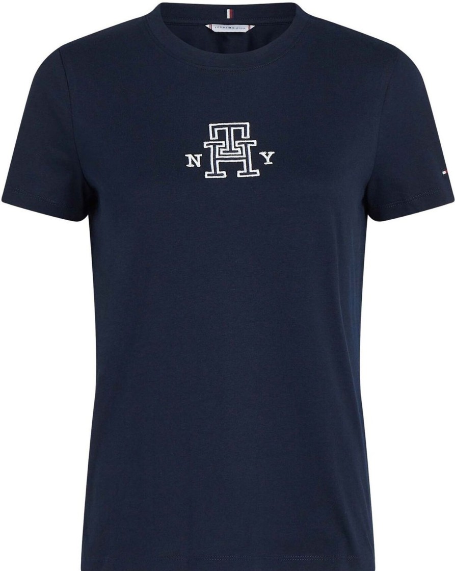 Dames Tommy Hilfiger | Tommy Hilfiger T-Shirt Donkerblauw Blauw