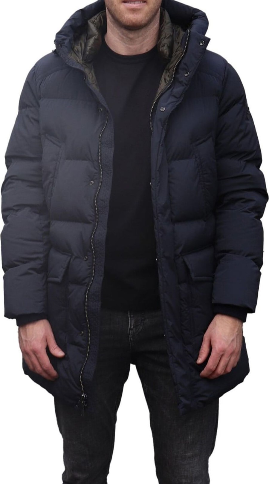 Heren Woolrich | Woolrich Premium Down Parka Melton Blue Blauw