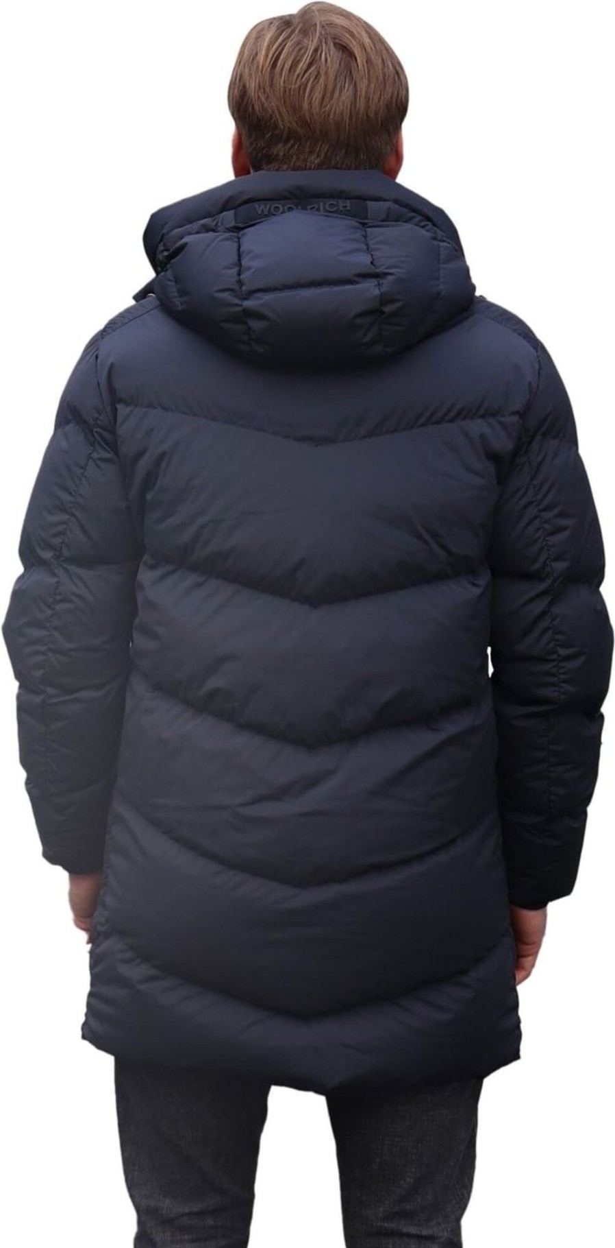 Heren Woolrich | Woolrich Premium Down Parka Melton Blue Blauw