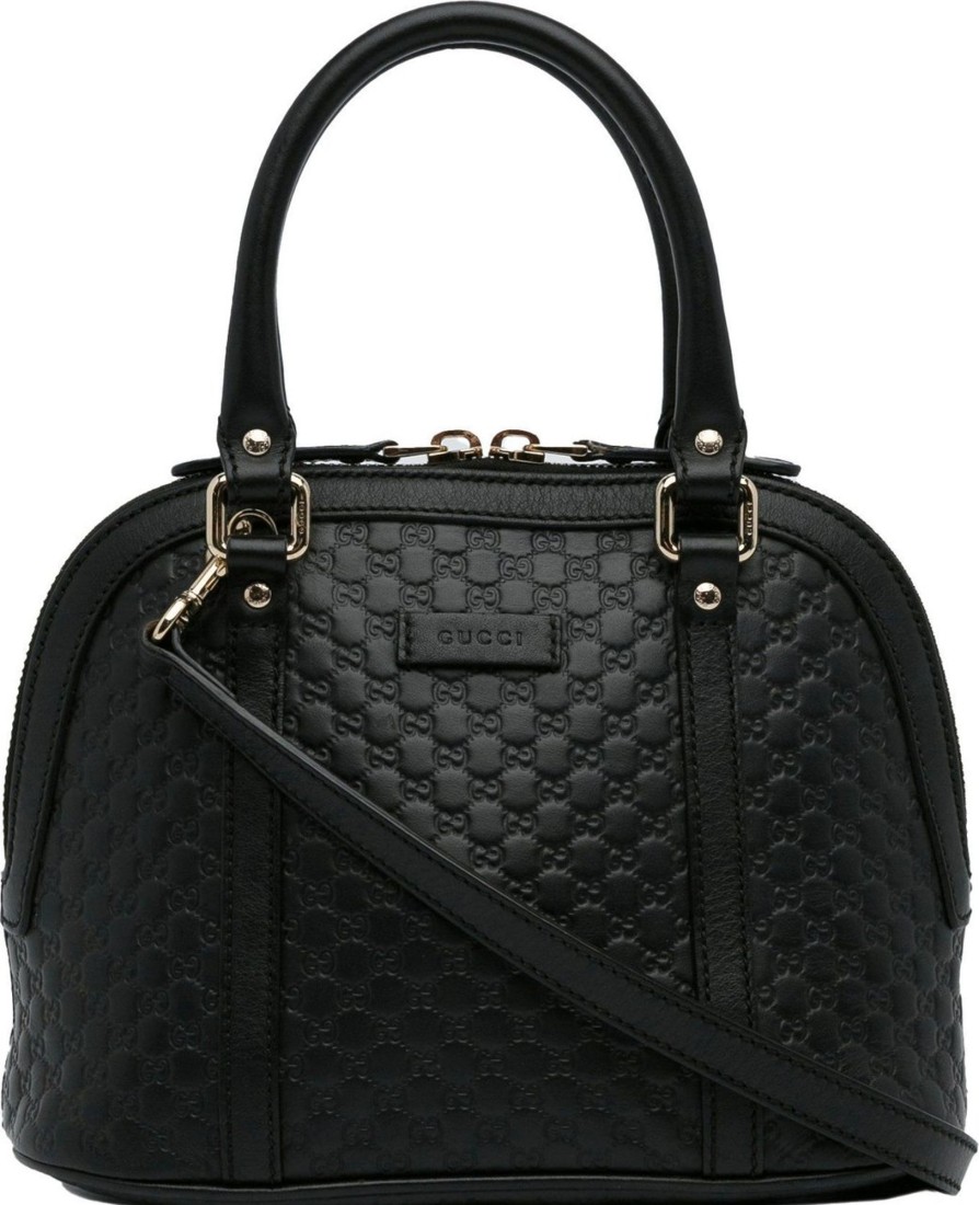 Dames Gucci | Gucci Mini Microguccissima Dome Satchel Zwart