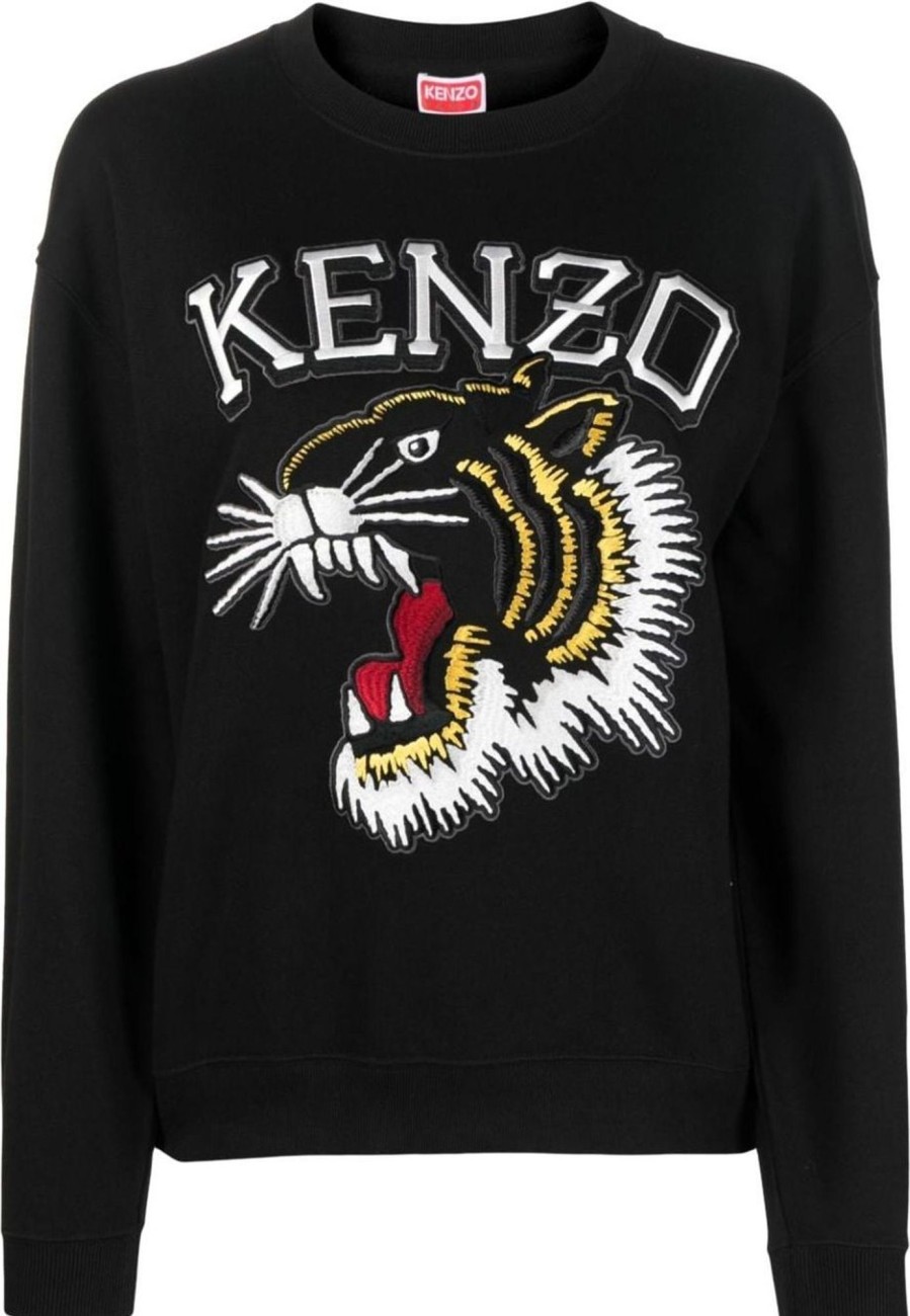 Dames Kenzo | Kenzo Tiger Varsity Regular Sweatshirt Zwart