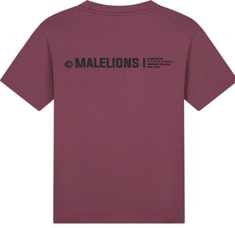 Dames Malelions | Malelions Women Studio T-Shirt - Burgundy Rood