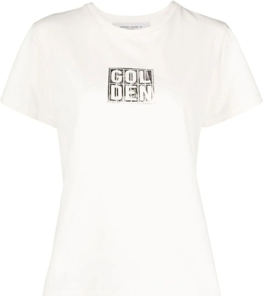 Dames Golden Goose | Golden Goose Journey Ws Tshirt Slim White Wit