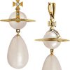 Dames Vivienne Westwood | Vivienne Westwood Vivienne Westwood Giant Pearl Drop Earrings Gold/Cream Rose Pearl Divers