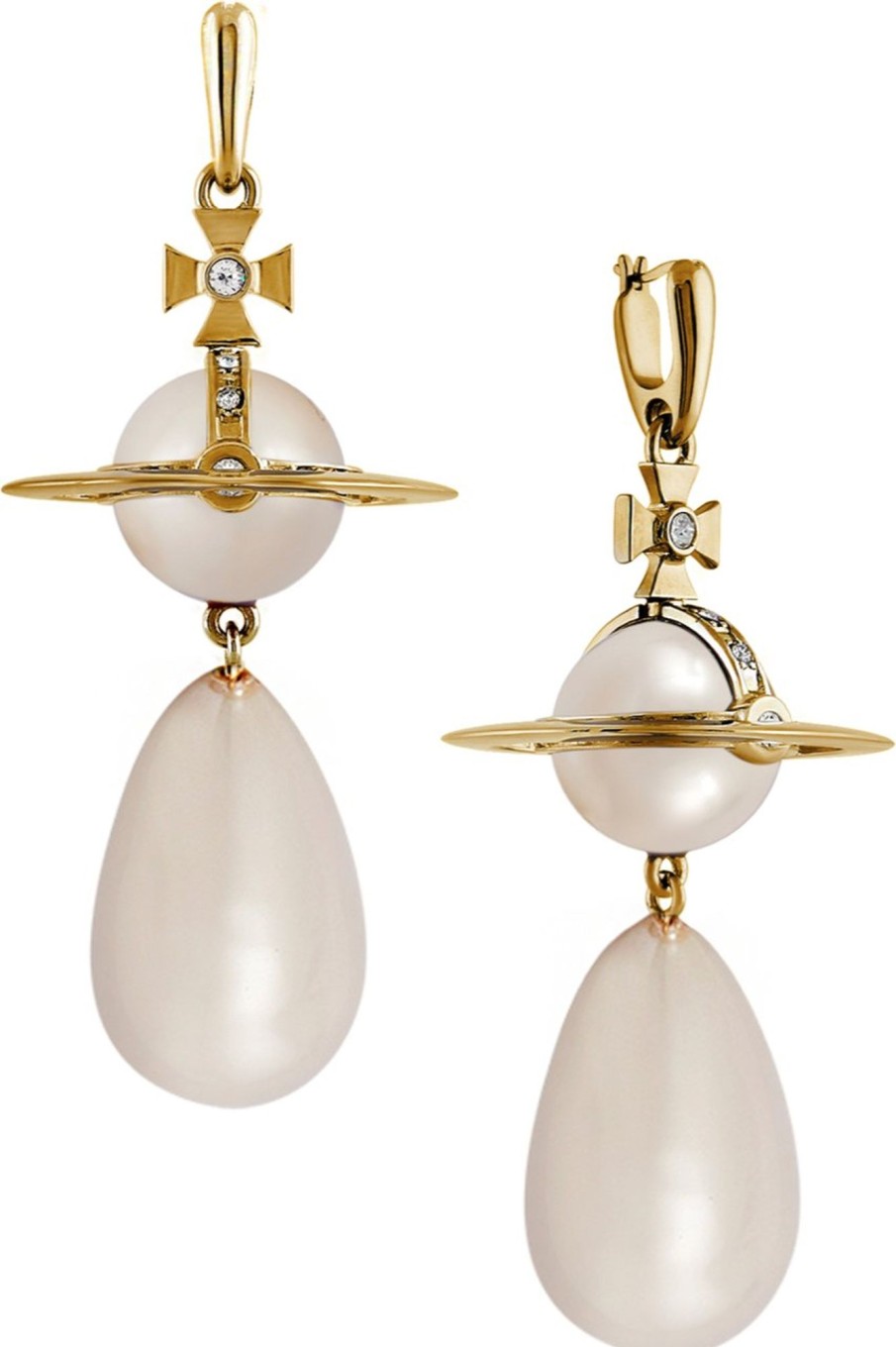 Dames Vivienne Westwood | Vivienne Westwood Vivienne Westwood Giant Pearl Drop Earrings Gold/Cream Rose Pearl Divers