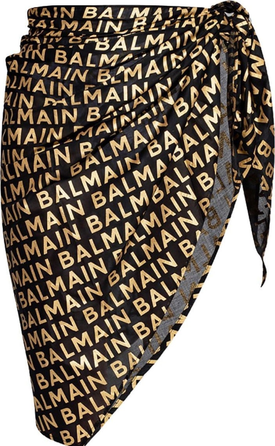 Dames Balmain | Balmain All-Over Logo Pareo Zwart