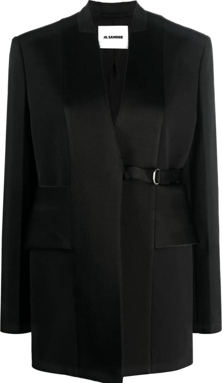 Dames Jil Sander | Jil Sander Asymmetric Wool Blazer Zwart