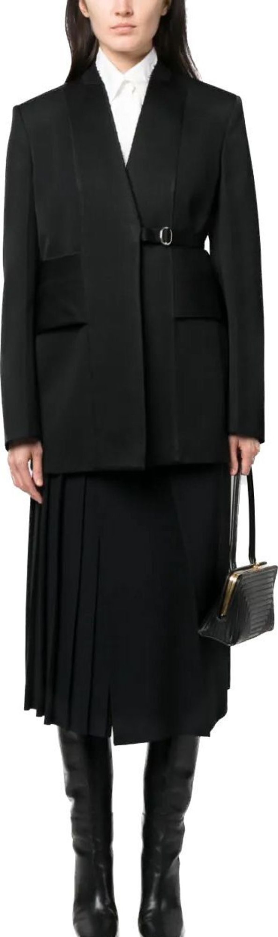 Dames Jil Sander | Jil Sander Asymmetric Wool Blazer Zwart