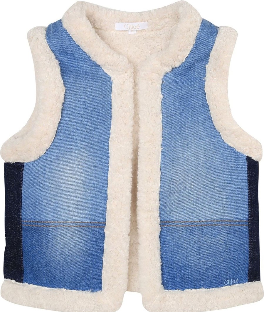 Kids Chloé Vesten | Chloe Bodywarmer Jeans Blauw