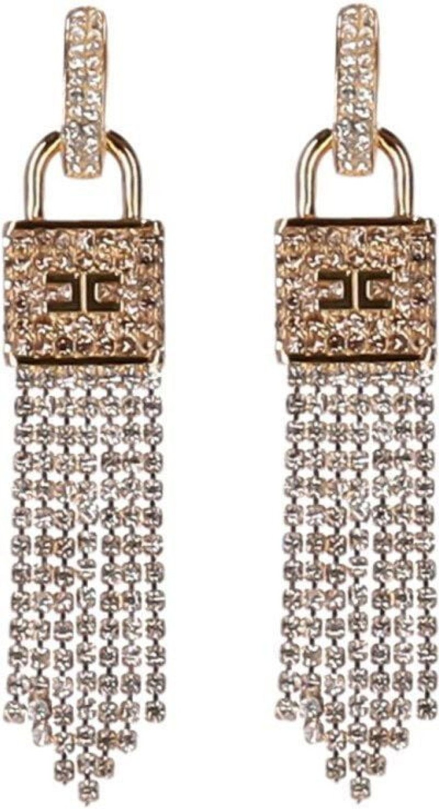 Dames Elisabetta Franchi | Elisabetta Franchi Gold Pendant Earrings With Padlock Gold Goud