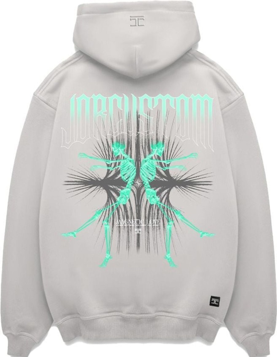 Heren JORCUSTOM | Jorcustom Magnetic Zipped Hoodie Lightgrey Grijs