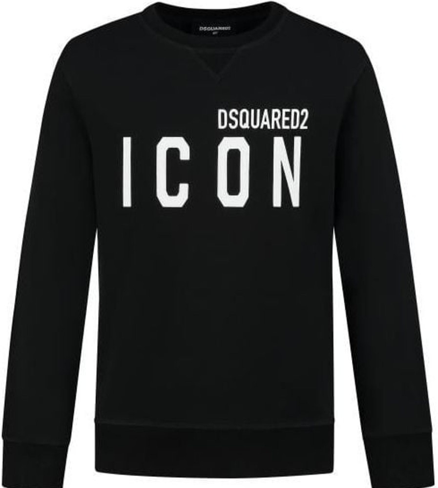 Kids Dsquared2 Truien | Dsquared2 Dsu Relax-Icon Felpa Zwart