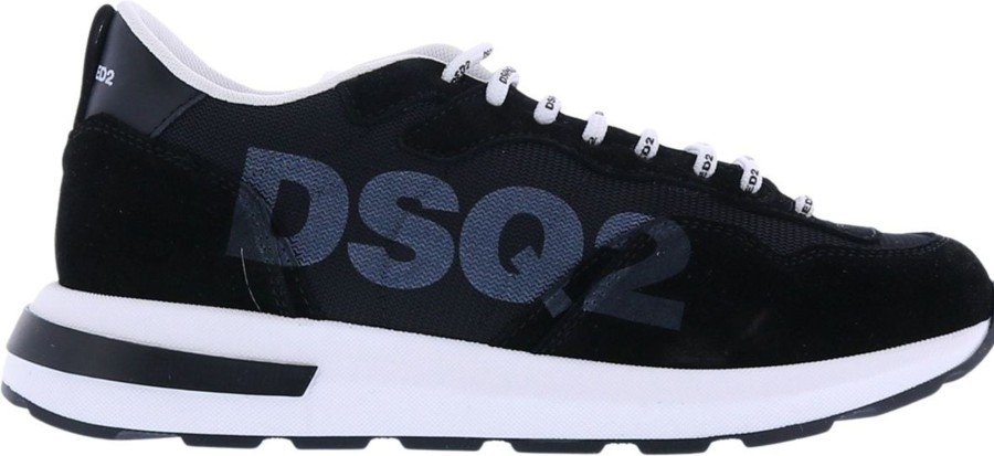 Kids Dsquared2 Sneakers | Dsquared2 Sneakers Running Sole Lace Dsq Zwart