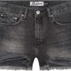 Dames Malelions | Malelions Damaged Denim Short - Black Zwart