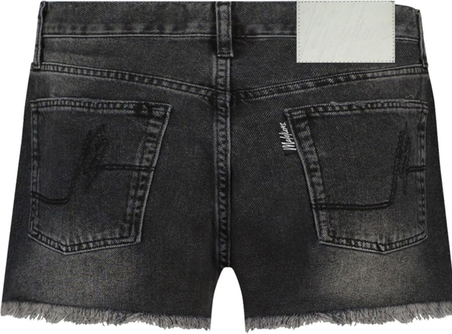 Dames Malelions | Malelions Damaged Denim Short - Black Zwart