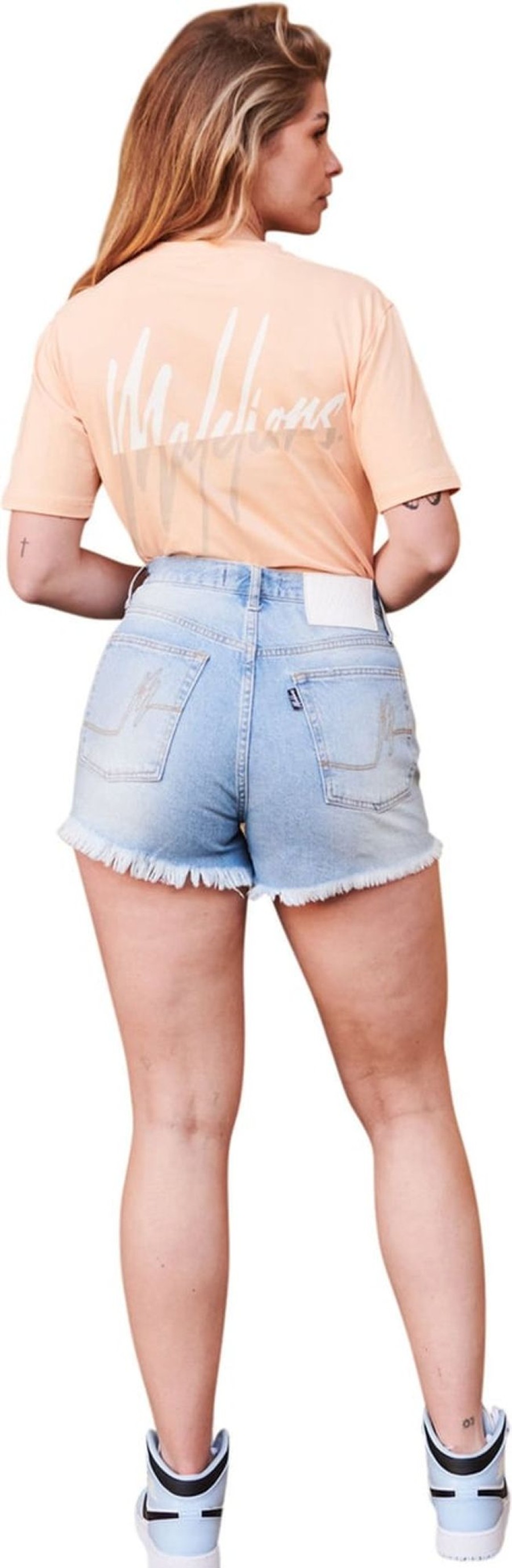 Dames Malelions | Malelions Damaged Denim Short - Light Blue Blauw