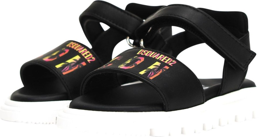 Kids Dsquared2 Sandalen | Dsquared2 Icon Hawai Sandaal Black Zwart