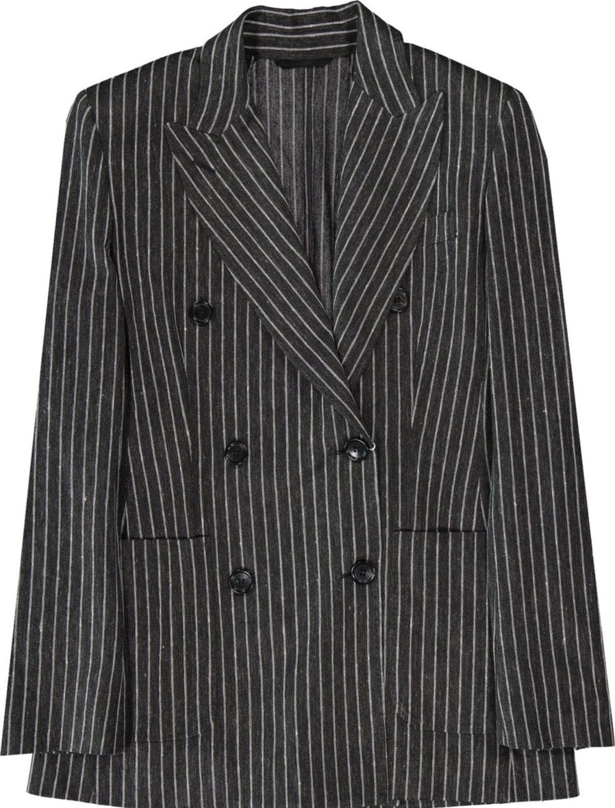 Dames Max Mara | Max Mara Max Mara Alloro Striped Blazer Grijs