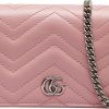 Dames Gucci | Gucci Gg Marmont Leather Wallet On Chain Roze