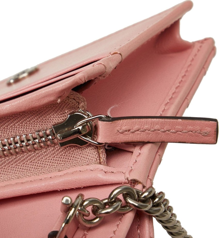 Dames Gucci | Gucci Gg Marmont Leather Wallet On Chain Roze