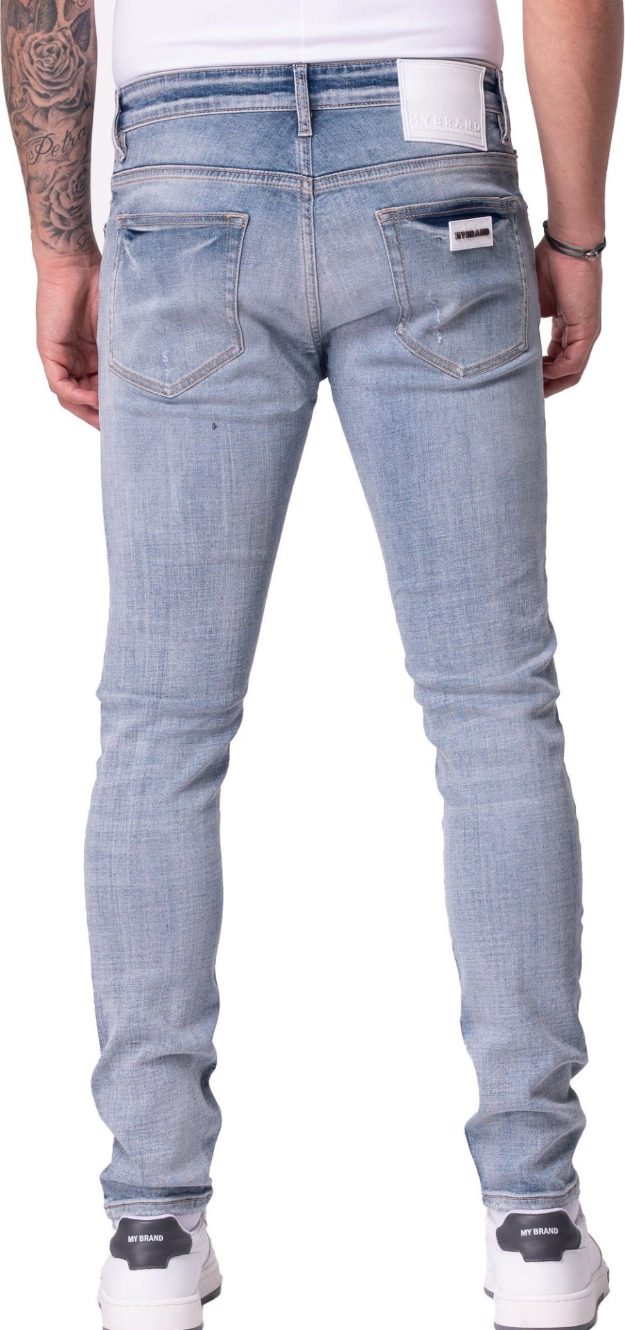 Heren My Brand | My Brand Plain Distresses Jeans Blauw