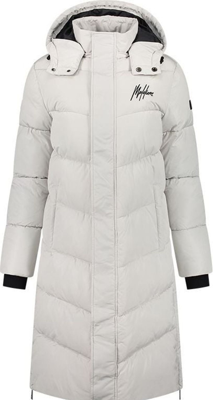 Dames Malelions | Malelions Signature Long Puffer Jacket - Grey Grijs