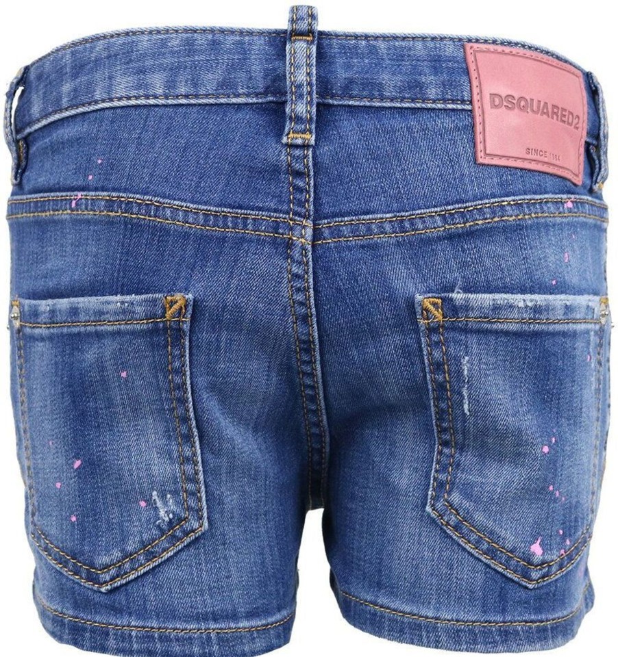 Kids Dsquared2 Shorts | Dsquared2 Girls Short Jeans Ruffle Blauw