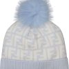 Kids Fendi Accessoires | Fendi Fendi Baby Unisex Muts Licht Blauw Blauw