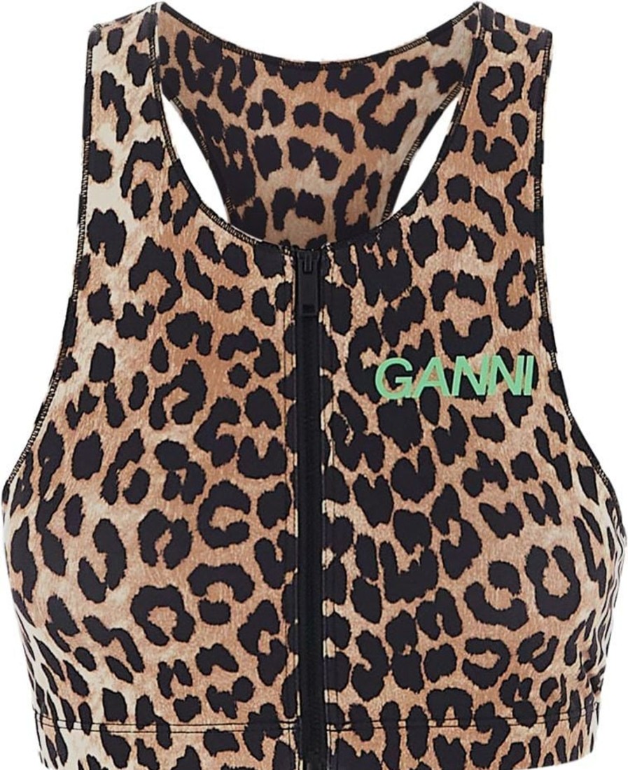 Dames Ganni | Ganni Active Racerback Zipper Top Bruin