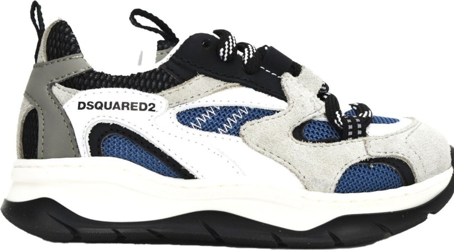 Kids Dsquared2 Sneakers | Dsquared2 Track Sneaker Beige-Blue Blauw