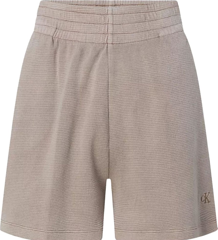 Dames Calvin Klein | Calvin Klein Calvin Klein Broek Lichtbruin Katoen Maat L Relaxed Korte Broek Shorts Lichtbruin Bruin