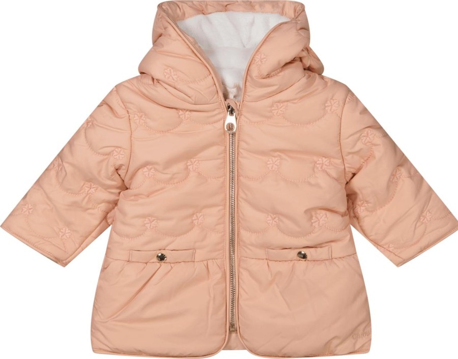 Kids Chloé Tassen | Chloe Chloe Baby Meisjes Jas Licht Roze Roze