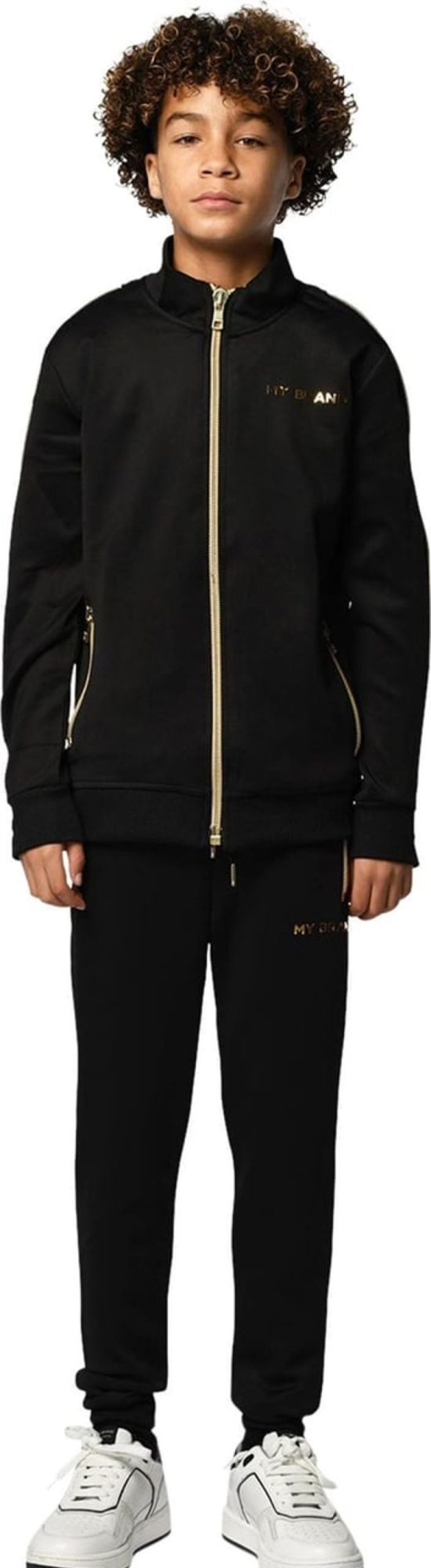 Kids My Brand Sets | My Brand Gold Zipper Tracksuit Zwart