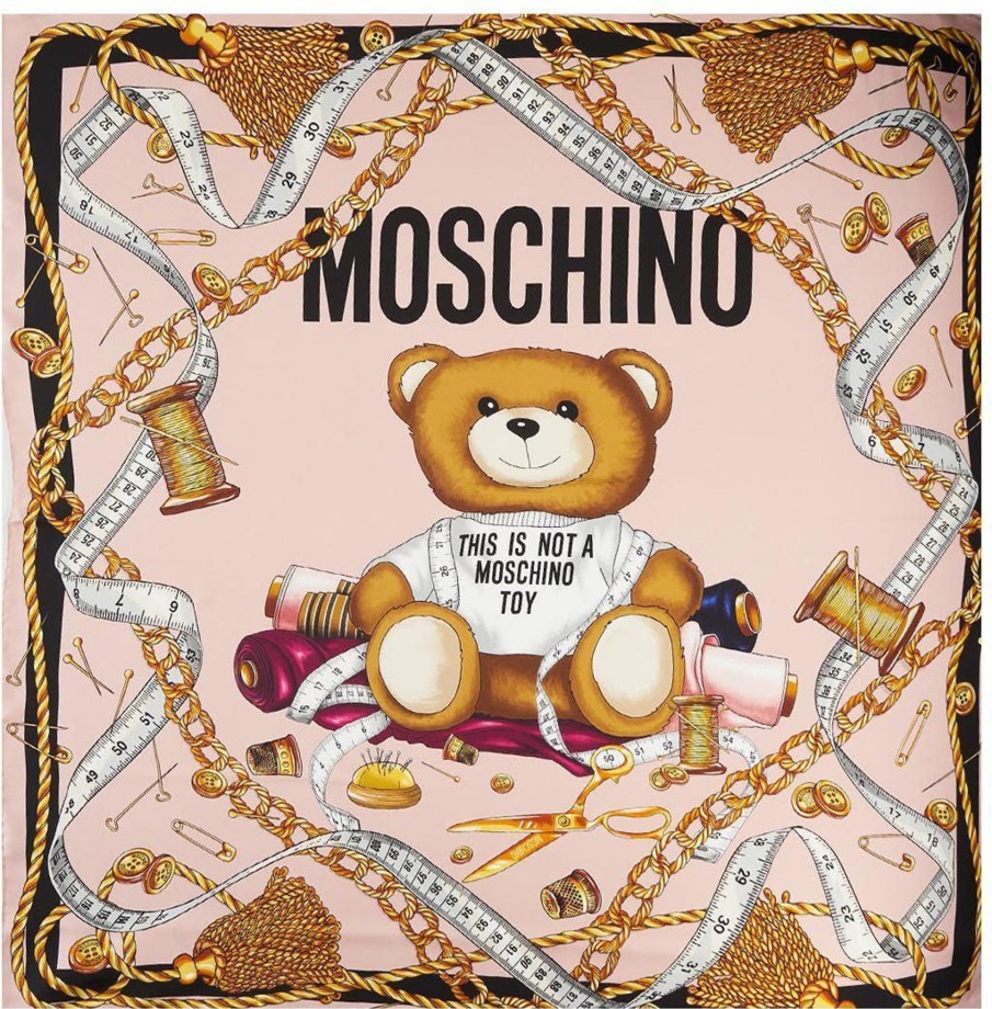 Dames Moschino | Moschino Silk Cloth With Logo Wit