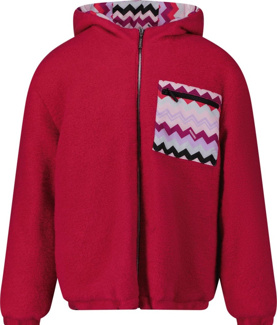 Kids Missoni Tassen | Missoni Missoni Kinder Meisjes Jas Fuchsia Roze