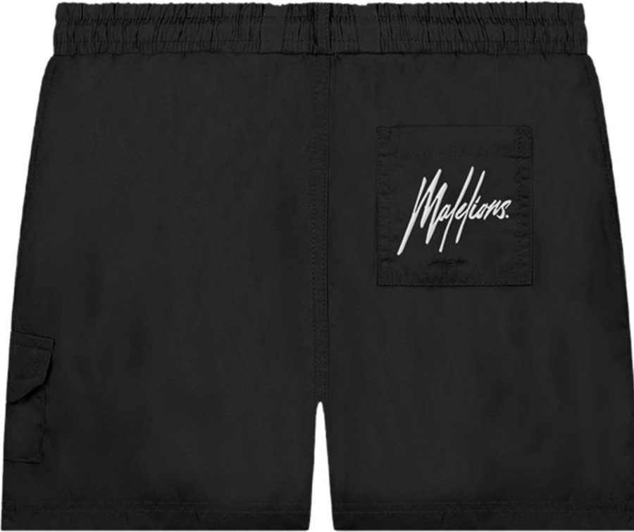 Kids Malelions Badkleding | Malelions Fransisco Pocket Swimshort - Black/ Zwart