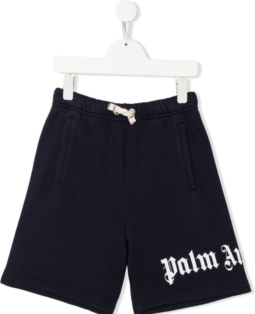 Kids Palm Angels Shorts | Palm Angels Classic Overlogo Sweat Short Darkblue (Navy) Blauw