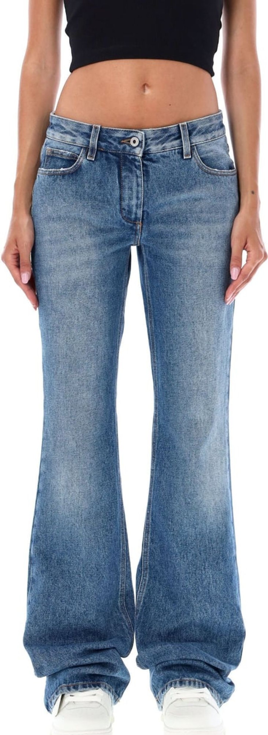 Dames OFF-WHITE | Off-White Slim Flared Jeans Blauw